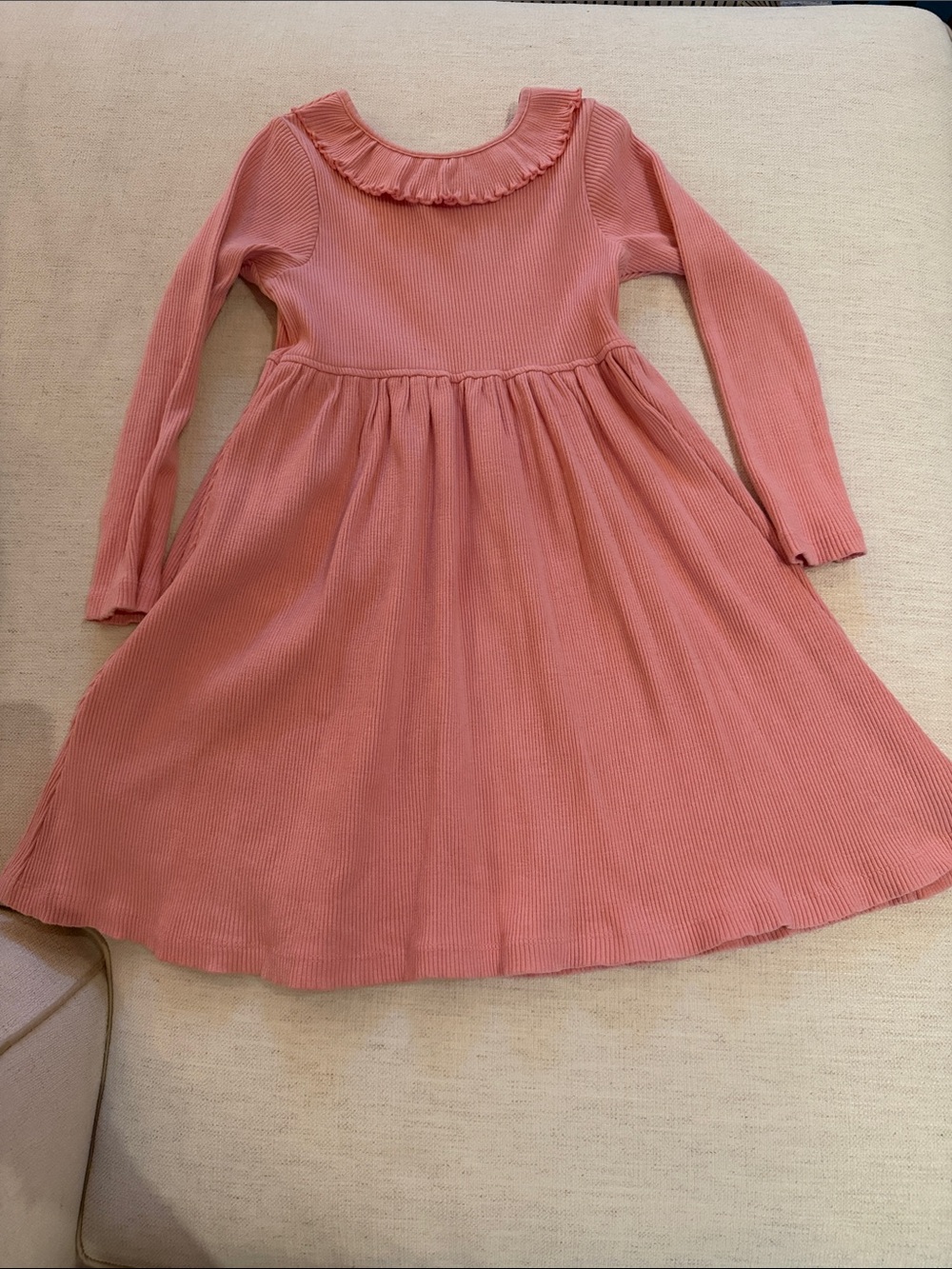 Light Pink Ribbed Dress With Collar by Pink Chicken NY